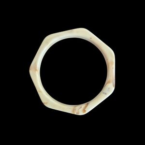 Cream and Brown Geometric Bangle